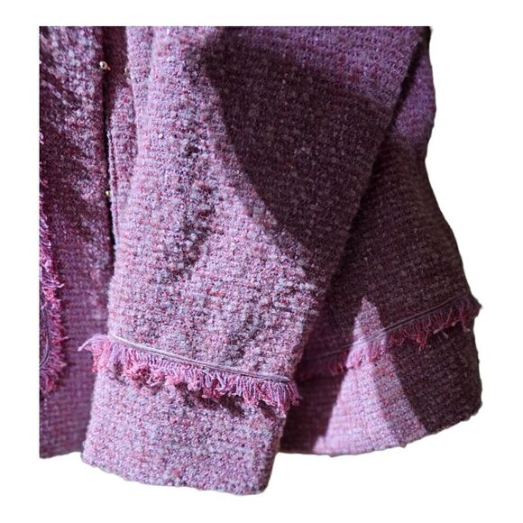 CARLISLE COLLECTION NWT Musee  Pink Tweed Fringe Jacket - Size 4 - Picture 5 of 9
